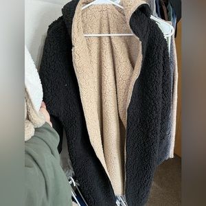 Fuzzy Sherpa shacket two reversible